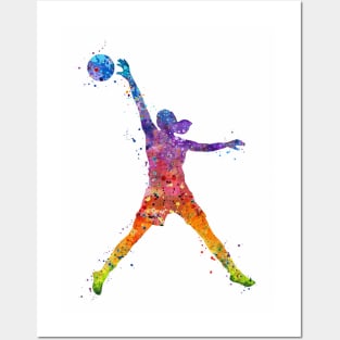 Girl Basketball Player Air Jordan Pose Watercolor Sport Gift Posters and Art